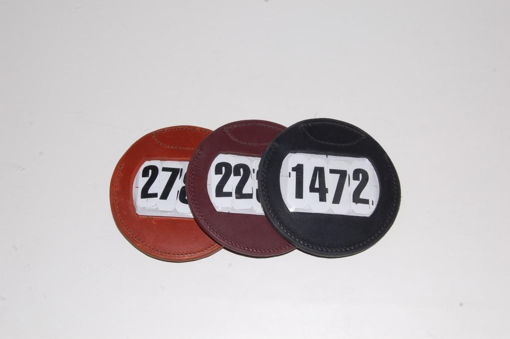 number holder leather round